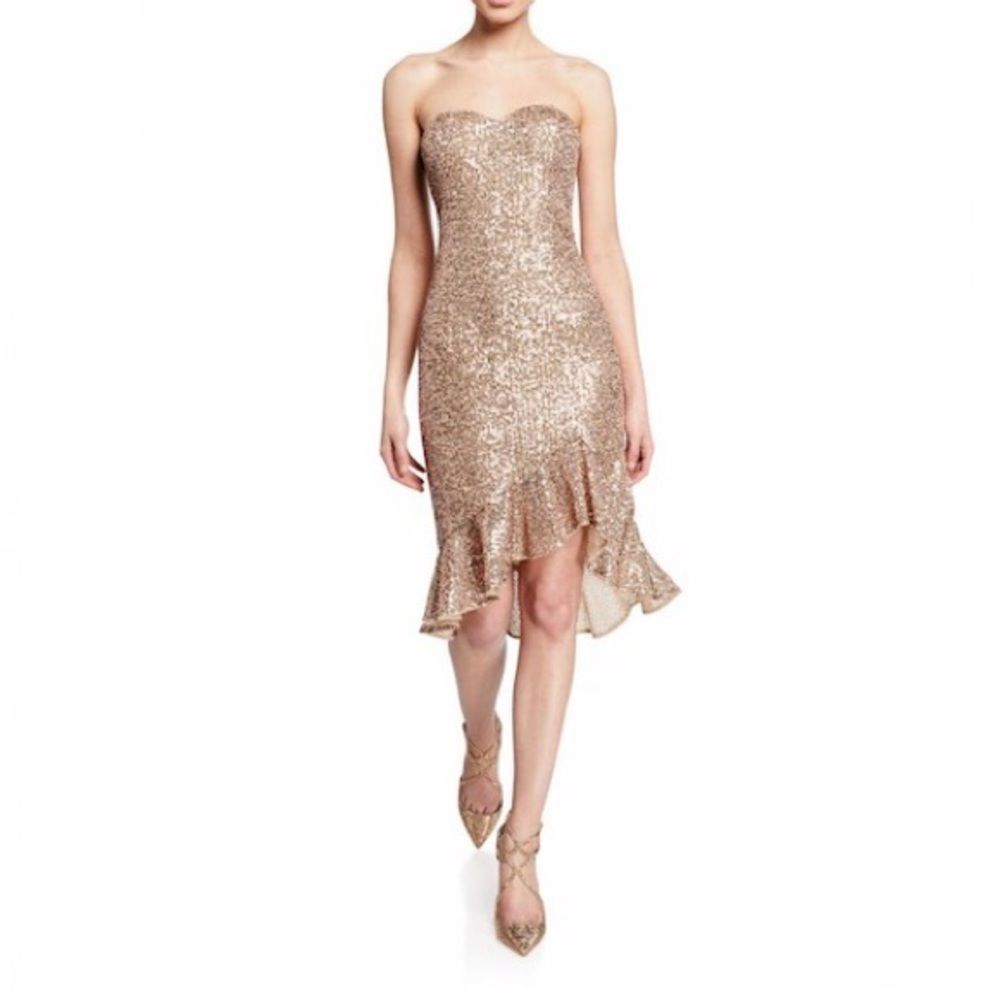 AIDAN MATTOX Strapless Sequined Cocktail Dress 8